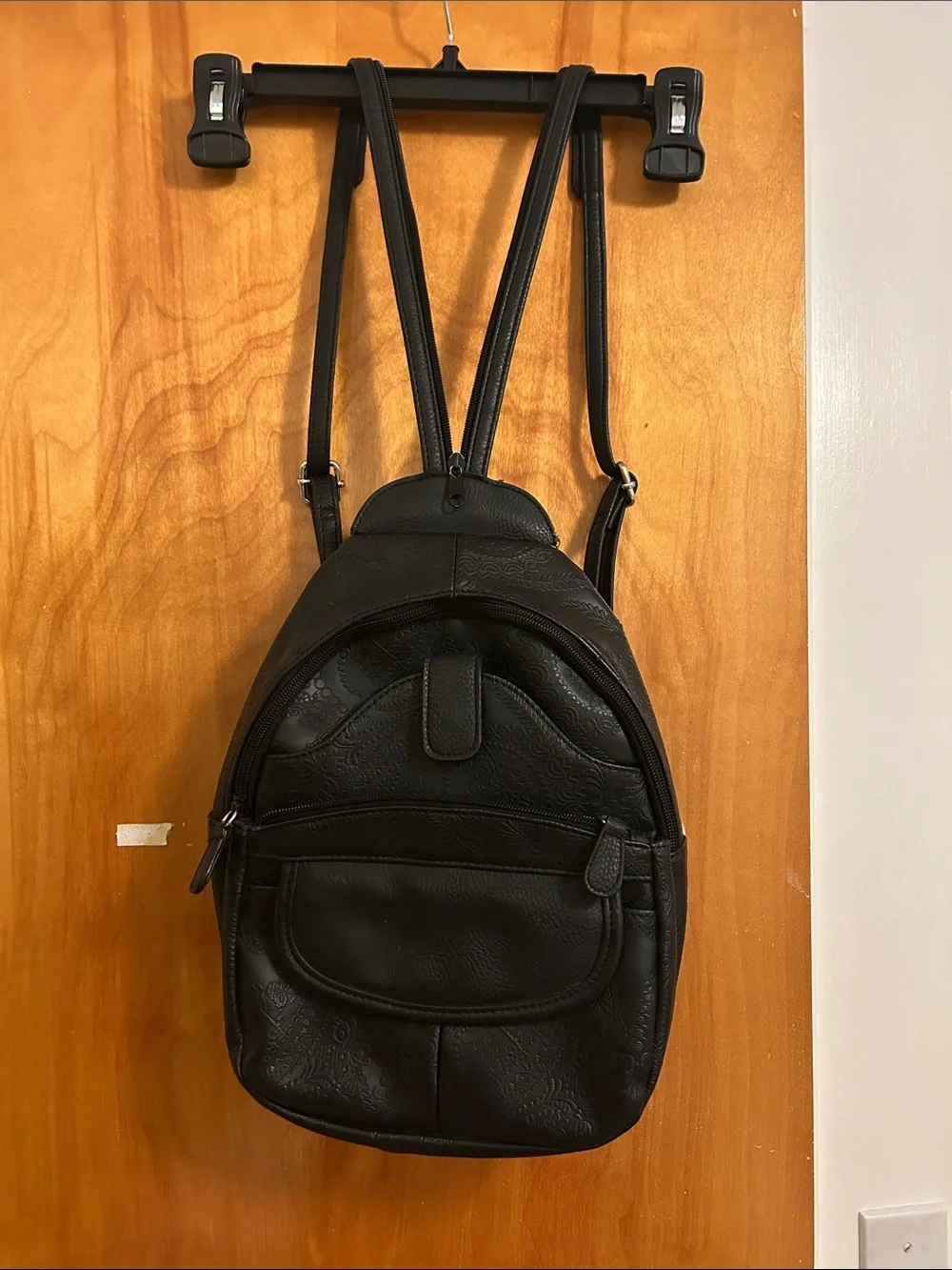 St. John's Bay Black Leather-Look Sling Backpack